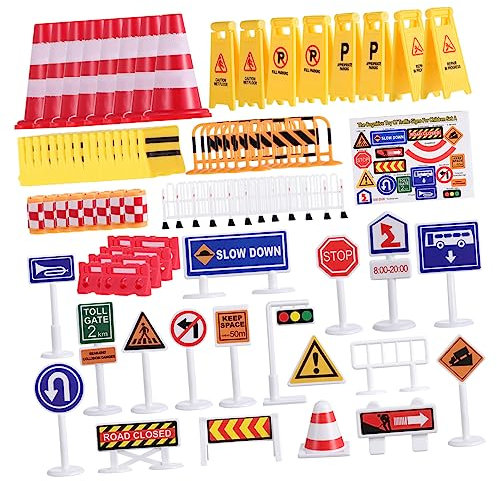 Beaupretty Jouet Panneau de Chantier et Panneaux de Signalisation pour Garçon et Filles 18 Pièces Plastique Solide Éducatif Apprentissage Sécurité Routière Jeu Créatif Intérieur Extérieur