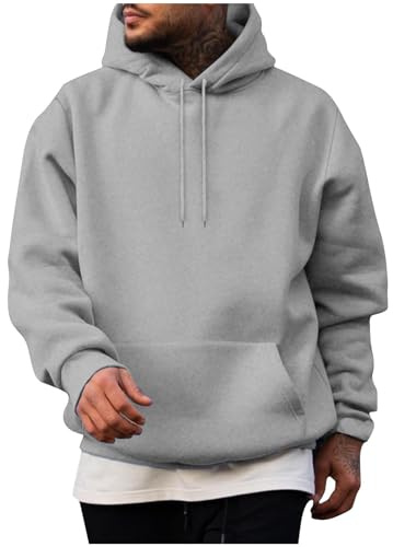 Wyongtao Sweat A Capuche Homme Grandes Tailles,Hoodie Homme De Sport,Pull Unie Décontracté Confortable,Sweats À Capuche avec Poche Kangourou,Sweatshirts Hommes Sportif Streetwear Polyvalent