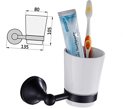 PLAFOPE Porta Vasos Bath Retro Estante Batomio De La Taza Pared De La Pared Accesorio Baño Portavasos Colgante Portavasos para Cepillo De Dientes Taza Negro