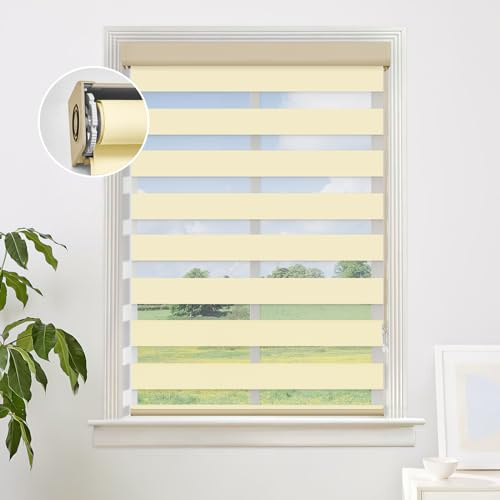 Tende a rullo facili da montare, senza attrezzi, senza fori, per finestre diurne e notturne, crema filtrante per la luce, ideale per casa e ufficio, 225 cm di larghezza x 122 cm di altezza
