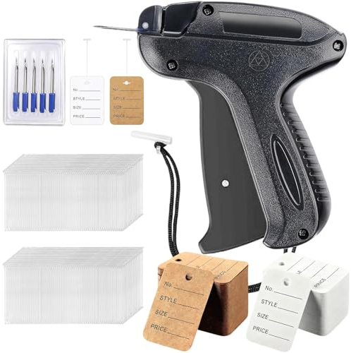 wohot Pistola Sparafili Per Cartellini e Prezzi, Pistola Etichette Abbigliamento+2000 Fili a Paletta+5 Aghi di Ricambio+300 Etichette, Pistola Etichettatrice Vestiti, Pistola Cartellini Abbigliamento