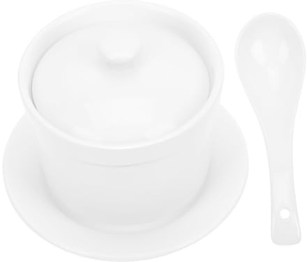 Cuenco de Cerámica Blanco para Guisar con Tapa 1 Juego