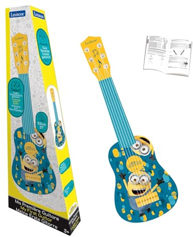 Lexibook, Les Minions Ma Première Guitare, K200DESLXB | 53cm guitare, 6 cordes en nylon, guide d'apprentissage inclus, Bleu/Jaune