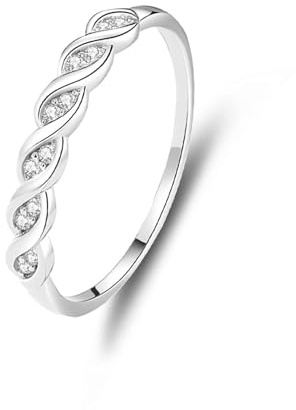 Stfery Platin Diamantring Geflochtener für Damen, Stapelring Echt Gold Gr.53 (16.9)