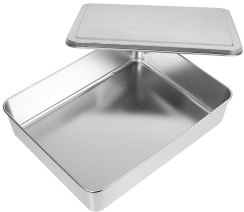 CIYODO Plaque à Pâtisserie Acier Inoxydable avec Couvercle Moule à Gâteau Non Adhésif pour Cuisson Tiramisu et Pâtisserie Plateau de Cuisson et Sûr