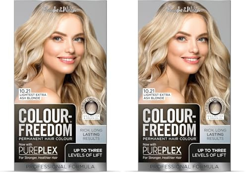 Colour Freedom Lightest Extra Ash Blonde Permanent Hair Colour. Formulated with PurePlex to Protect, Restore and Nourish. Up to 3 Levels of Lift. 10.21 Extra Ash Blonde. By Knight & Wilson (Pack of 2)
