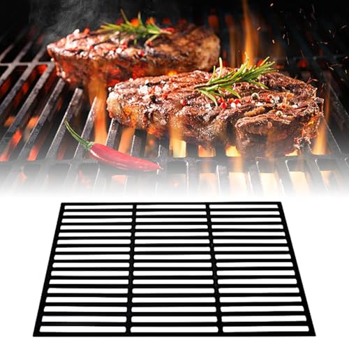 Monucep Gusseisen Grillrost 60 x 40 cm, emaillierter Ersatz-Grillrost rechteckig, groß und hitzespeichernd, für Gasgrill, Holzkohlegrill und BBQ mit Garten und auf der Terrasse