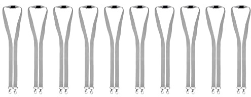 Karteo Schlüsselband mit Doppelkarabiner grau [50 Stück] Lanyard mit 2 Karabiner Haken und Sicherheitsverschluss für Ausweishüllen