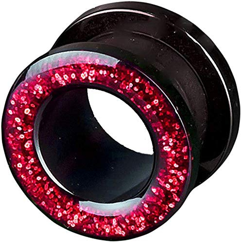 viva-adorno 1 Stück Flesh Tunnel Acryl Glitzerdesign zum Schrauben Z2c