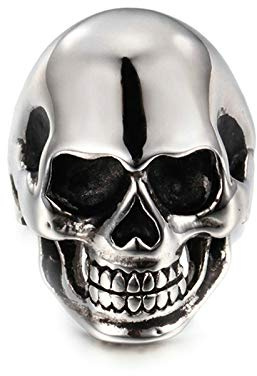 Beydodo VintageTitan Ringe Freundschaft Totenkopf Schädel Punk Ring Silber/Gold Partnerringe