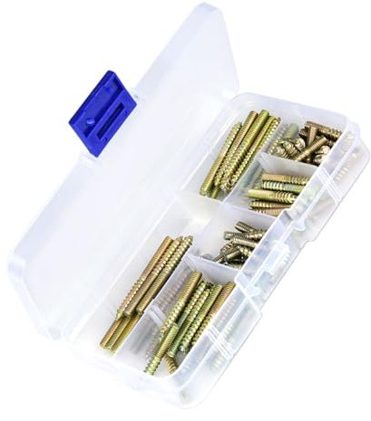 YWBL-WH 110pcs M4 Vis de Cheville Double Filetage Boulon de Suspension en Fer Zingué Connecteur de Meubles pour Le Travail du Bois(16mm 20mm 25mm 30mm 35mm 40mm), vis combinée