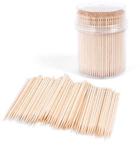 1 paquete de 100% madera redonda palillos de madera para ensalada de frutas y cócteles de 500 unidades, 66 mm de longitud