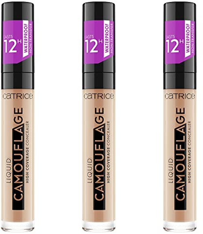 Catrice Liquid Camouflage High Coverage Concealer (3x5ml), flüssig Make-up Abdeckstift, wasserfest, 12h Deckkraft Nr. 020 Light Beige