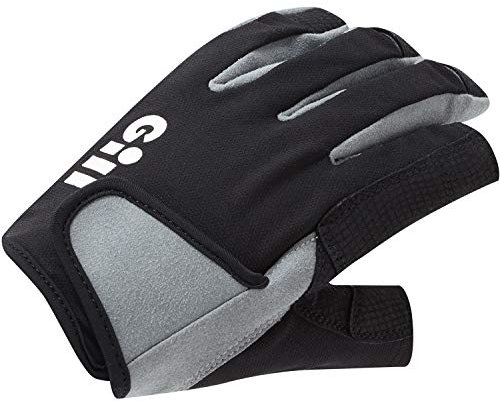 Gill Deckhand Segelhandschuhe – Langfinger mit freiliegendem Index und Daumen – 50+ UV-Sonnenschutz & wasserabweisend, Schwarz, L