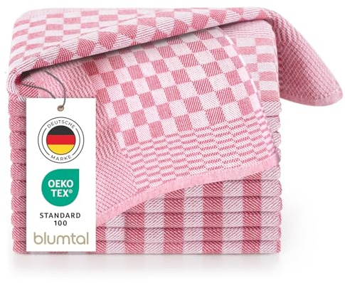 Blumtal Geschirrtücher Baumwolle 50x70 cm im 20er Set - Oeko-TEX zertifizierte Küchentücher - extrem saugstarke Geschirrhandtücher - Trockentücher Küche waschbar 95 °C - Geschirrtücher Rot-Weiß Karo