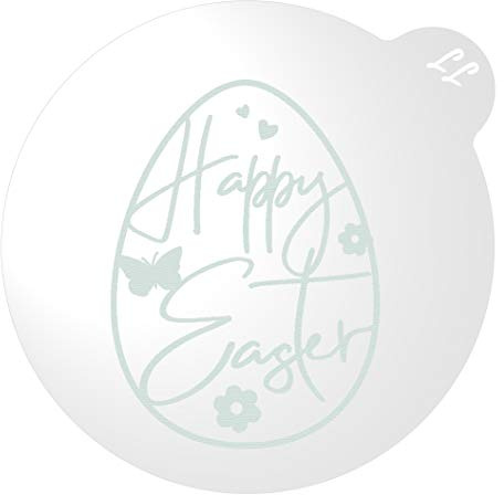 LissieLou Dekorativer Eier-Plätzchen-Prägestempel, Frohe Ostern, Zuckerguss, Fondant, transparent