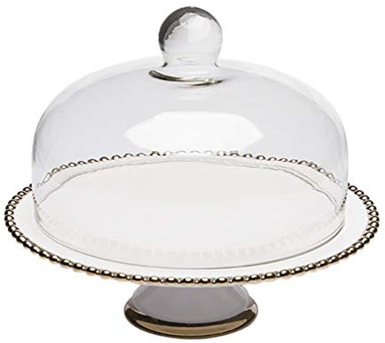 Cabilock 1 Set de Support à gâteau Cloche en Verre Cloche à Fromage avec Assiette en céramique, Plateau à gâteau, Couvercle en Verre, Couvercle pour Aliments
