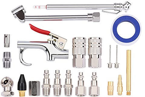AIRTOON 21 Pieces Air Compressor Accessories 1/4 Inch NPT, Inflation Kit, with Blow Gun, Air Chucks, Inflation Needles,seal tape included