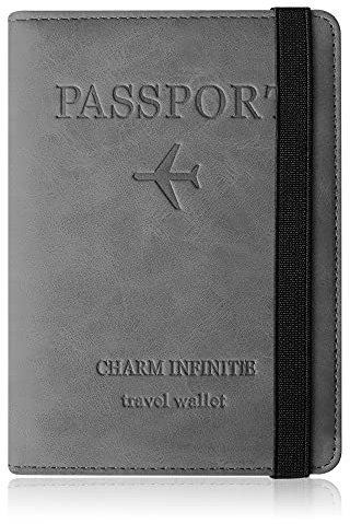 Czyan ReisepasshüLle, Kunstleder SchutzhüLle Reisepass Mit RFID Blockier SchutzhüLle Impfausweis SchutzhüLle Tasche FüR Kreditkarten Ausweis Und Reisedokumente (Grau)