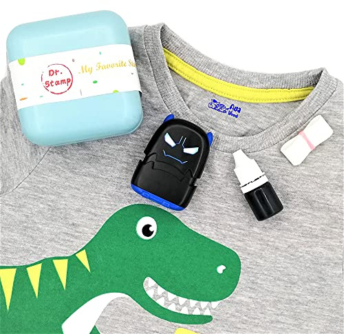 Dr. Stamp - Personalised Name Stamp, Custom Name Stamper for Kids Clothes School Uniform, Care Homes, Daycare, Nursery. Special Washable Ink, no Come Off Stick Sticky Name Labels in the wash!(Black)