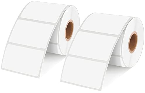 2 rullar 2 000 stycken 89 x 36 mm etiketter självhäftande, avtagbara hushållsetiketter tom på rulle-etiketter, universella etiketter för kontor, kök, förvaringsboxar, flaskor, påsar klistermärken