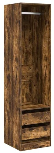 vidaXL Garderob med lådor rökfärgad ek 50x50x200 cm konstruerat trä, hatthyllor, klädstång, klädförvaring, klädskåp, klädstänger, jackhängare