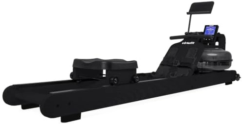 VirtuFit Elite Wasserwiderstands-Rudertrainer aus Holz - Schwarze Ausgabe - Rudermaschine - Wasser Rudertrainer - kostenloser Trainingsplan