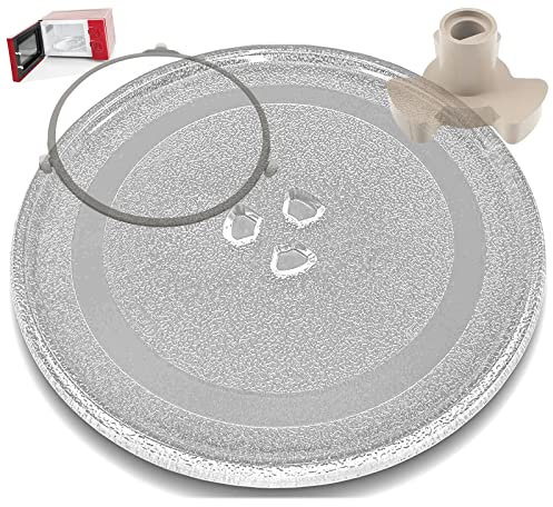 Drehteller Für Mikrowelle Glasplatte Mit 3 Noppen Mikrowelle Ersatz Drehteller Glasteller 24.5 27 31.5cm Mikrowellenteller Mit Mikrowellen-Drehteller-Adapter Und Mikrowellen-Platte, Rollenhalter ( Siz