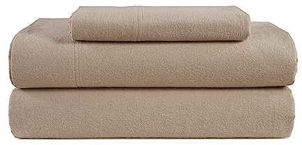 LANE LINEN Cotton Flannel Sheets Twin Size - Brushed for Extra Softness - Lightweight 100% Cotton Sheet Set - Warm & Cozy Winter Bed Sheets, 15 Deep Pocket - Taupe