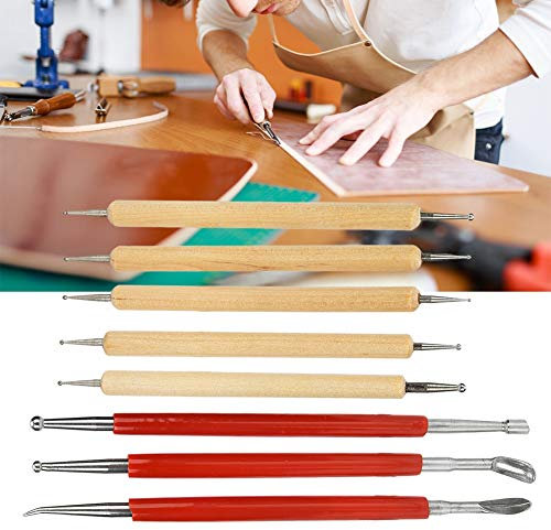Kit 8 Herramientas Tallado Cuero Bricolaje Hecho a Mano Manualidad 3 Borradores Prensa Talla Cuero + 5 Bol¨ªgrafos Encaje Doble Barra