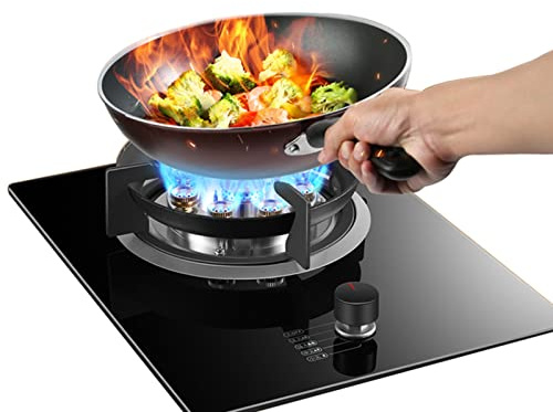 CHALKE Fornello a Gas Portatile, Wok a 9 cavità da 7,0 KW, fornello a Gas Convertibile NG/GPL, Vetro temperato Nero, Desktop Integrato a Doppio Scopo (Size : NG)