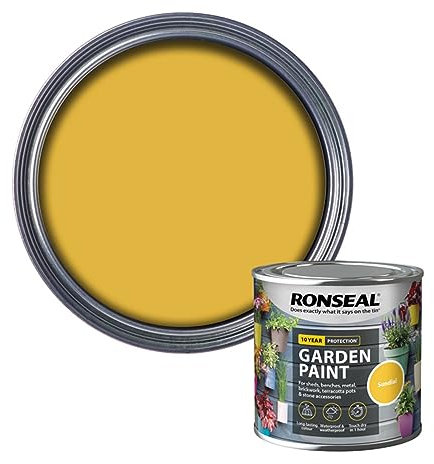 SAVING HUB Garden Paint 250ml - For Outdoor Furniture Wood, Benches, Metal, Brickwork, Terracotta - Exterior Wood Paint Waterproof & Weatherproof Touch Dry In 1 Hour (Sundial)