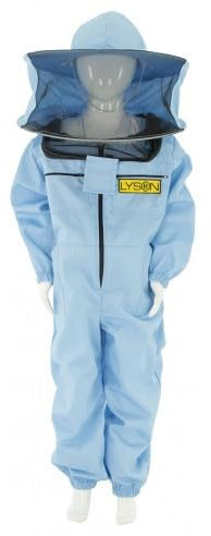 LYSON Kinderanzug mit abnehmbaren Hut Kinderoverall mit Schleier Kinderimkeranzug Schutzkleidung für Kinder, Imker Anzug Imkeranzug Schutz vor Bienen Blau Grösse 158