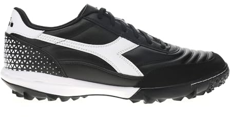 Diadora Calcetto LT Turf Fu ballschuhe Vollnarbenleder, verbesserte D mpfung, verschlei fester Gummi, Kunstrasen, optimale Traktion und Stabilit t, Schwarz/Schwarz/Wei , 44 EU