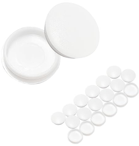 Qrity 15 Pieces White Plastic Hole Cover Caps, Drill Hole Cover Caps, Flush Type Panel Hole Plugs, For Hiding 30MM Holes