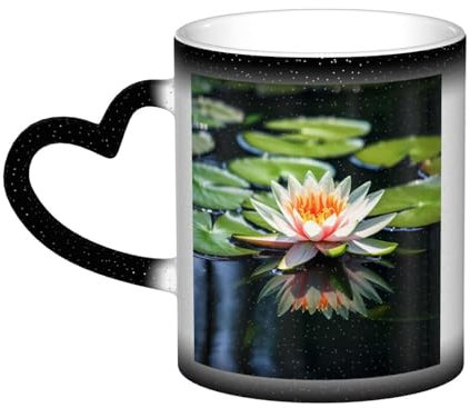 VducK Farbwechselnde Tasse, Seerose, bedruckte kreative Kaffeetassen, lustige Farbwechsel-Tasse, 325 ml, Keramiktasse, magische Tasse für Männer und Freunde