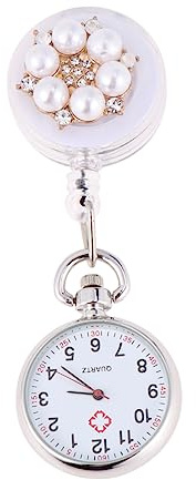 Holibanna Krankenschwester-taschenuhr Mit Clip Krankenschwester-ansteckuhr Aus Hochwertigem Material Klare Ziffern Für Präzise Zeitmessung Elegantes Und Modisches Design Mit Perlen