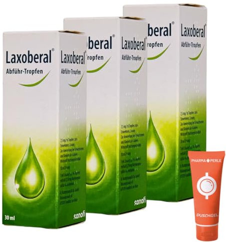 Laxoberal Abführ Tropfen 3 x 30 ml bei Verstopfung Stuhlentleerung Abführmittel I zuverlässig und schonend I Sparset mit Duschgel von Pharma Perle