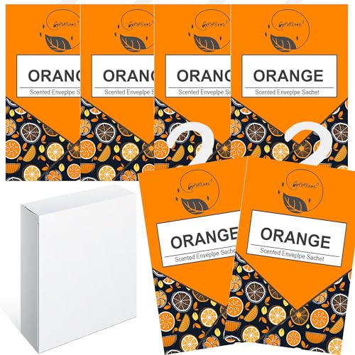 6pcs Wäscheduft Schrank, Duftsäckchen Kleiderschrank Dufterfrischer, Schrankduft Frische, Duftbeutel Kleiderschrank Duft Hanging Beutel, Schrankdeo Natürlichen Geruch Sachet, Duftsachet (6Orange)