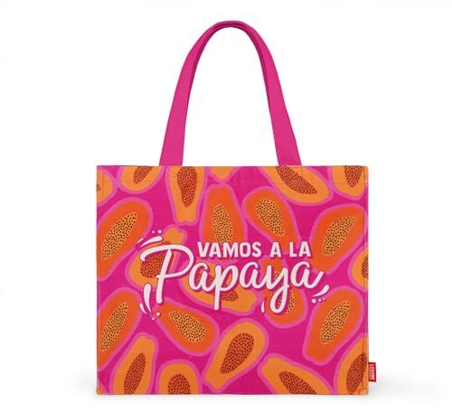 Legami - Borsa da Mare, Borsa Mare Grande, Beach Bag in Materiale Rinforzato, Borsa da Spiaggia con Chiusura Bottone Magnetico, Tote Bag, Sostiene fino a 15 KG, 44 x 61,5 cm, Papaya