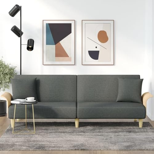 ARKEM Schlafsofa mit Armlehnen Dunkelgrau Stoff Schlafsessel Mit Bettfunktion Schlaf Sofa