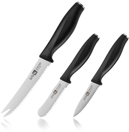 Klaus Meyer Acciaio High Carbon Stainless Steel 3 Piece Tomato Knife Set (Black)