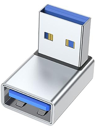 Mllepjdh Adattatore USB maschio a femmina a 90 gradi USB 3.0 maschio a femmina adattatore a gomito dati per connettore PC portatile adattatore USB 3.0 90 gradi maschio a femmina, argento