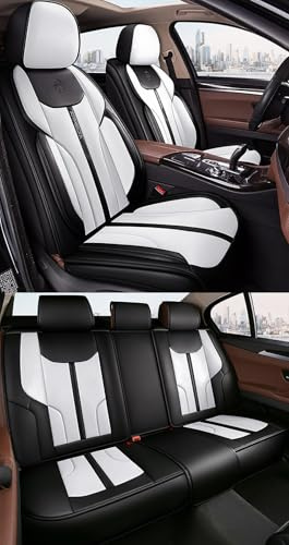 NOBQUA Coprisedili Auto in Pelle - Fodere Sedili Auto di Lusso Universali - Copri Sedili Impermeabili e Eleganti per Tutti i Veicoli