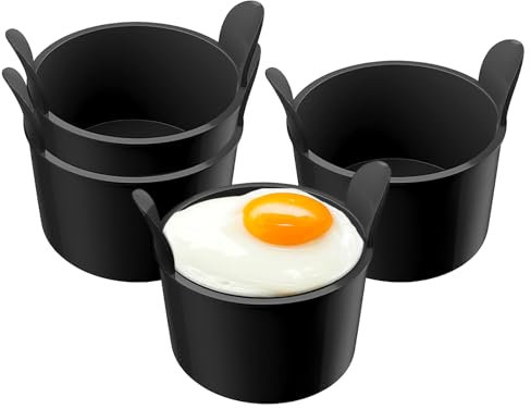 4 stampi per friggitrice ad aria, pirottini per friggitrice ad aria, anelli per uova per friggere, uova in camicia, forno a microonde, pirottini per soufflé, muffin, cupcake, crema pasticcera e budino