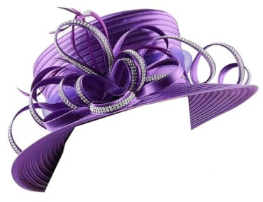 Satinstoff Kirchenhut Fotografie Hochzeit Hut formelle Blume Fascinator Zylinderhut weibliche Fedoras, CH0001-Lila, Einheitsgröße