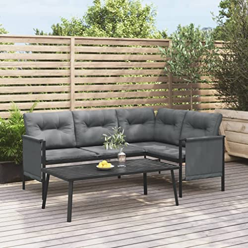 LIANGDONFC balkontisch klein、Balkon möbelGarten Couchtisch Anthrazit 110x55x35cm StahlIdeal für Terrassen, Gärten