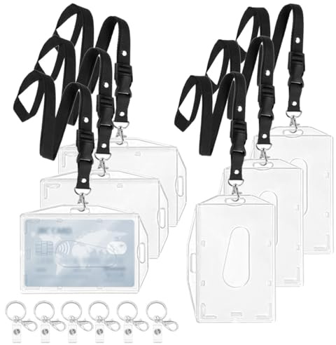 6 Stück Ausweishülle mit Lanyard,Durchsichtige Kartenhülle,Badge Holder Karten für Ausweishalter,ausweishüllen,Scheckkartenhülle (6 Pcs Lanyard)