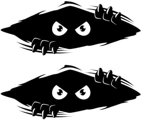 JEYORZY 2 Pezzi Sticker Adesivi per Auto Decalcomanie Auto,Sticker Personalizzati, Interessante Adesivi Auto Esterni, Sbirciatina 3D Adesivi Monster, Per fari, Motociclette, Camion(Nero)