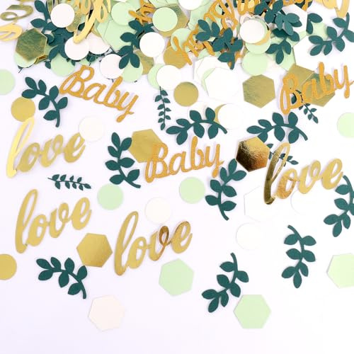 200 coriandoli verdi per baby shower, coriandoli dorati per bambini o ragazze, coriandoli da spargere sulla tavola color salvia avorio, eucalipto, decorazioni per feste di compleanno e matrimoni